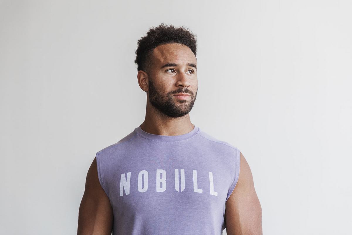 Nobull Sleeveless Men's T Shirts Lavender | Australia (HD1654)